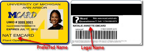 Preferred Name Example Card